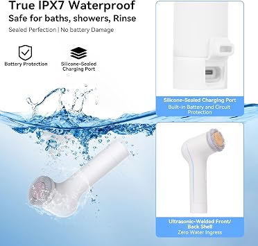Electric Facial Cleansing Brush - Rechargeable Silicone Face Scrubber exfoliator, Face wash Machine, Pore Cleansing Brush for Women and Men,3Speeds,Waterproof, Exfoliating & Massage, White