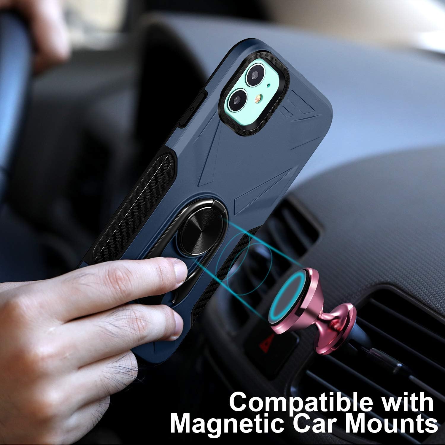 Charlam iPhone 11 Pro Max Case Heavy Duty Shock Proof Case Slim Dual Layer Protective Phone Cover with Ring Holder Kickstand Compatible with Apple iPhone 11 Pro Max Case 6.5 Inch, Blue Gray