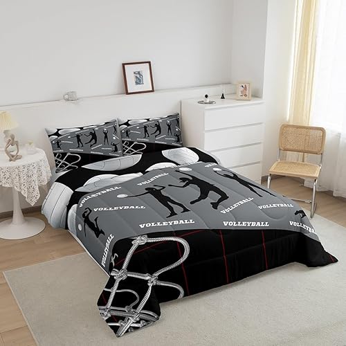 Miniatura 9 de Erosebridal Juego de edredón de fútbol de tamaño individual juegos de edredón deportivo para niños juegos de edredón de fútbol rojo y negro ropa de