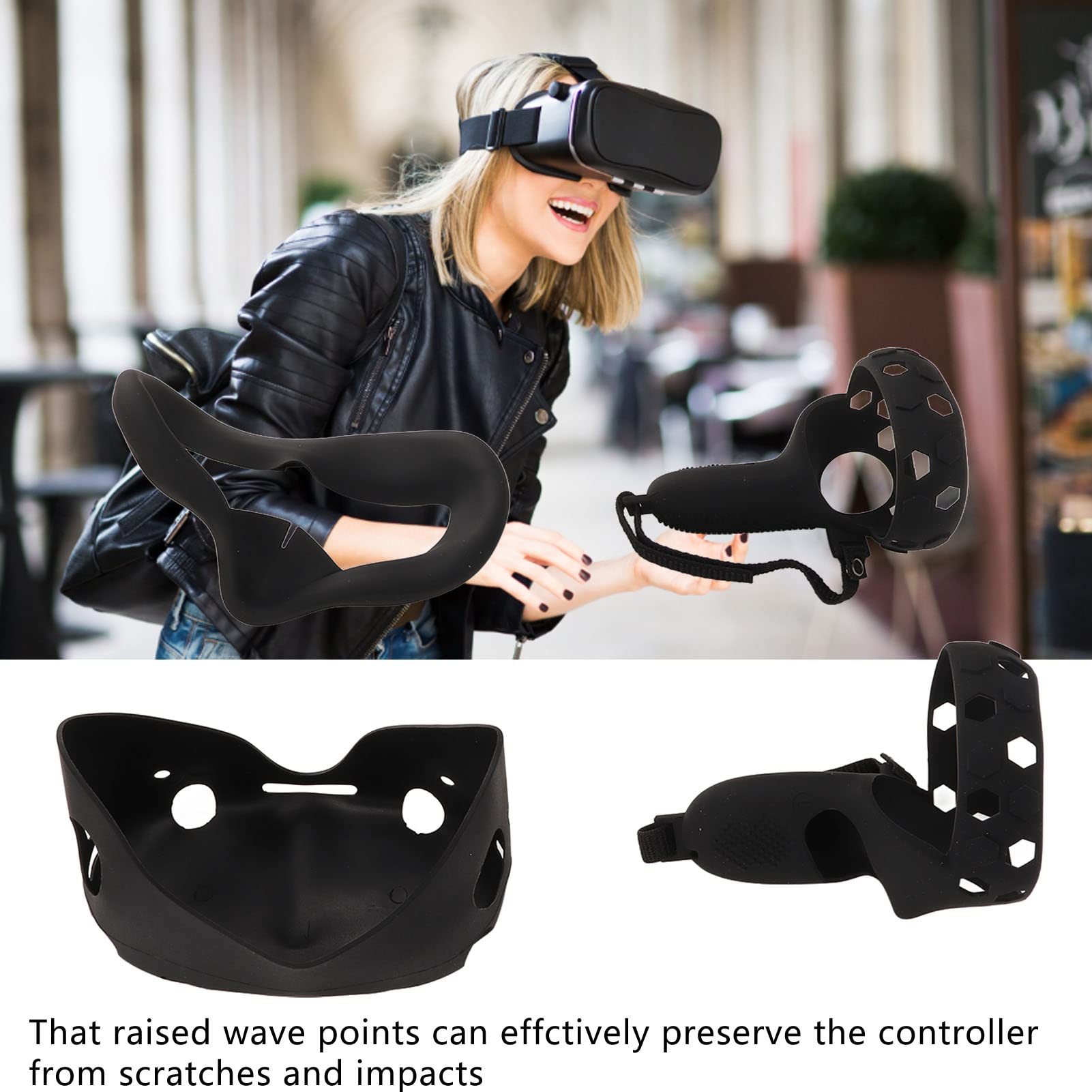 Set di coperture protettive in silicone per 2, custodia in silicone con lenti per il viso e impugnature per i controller, accessori in silicone antigraffio e