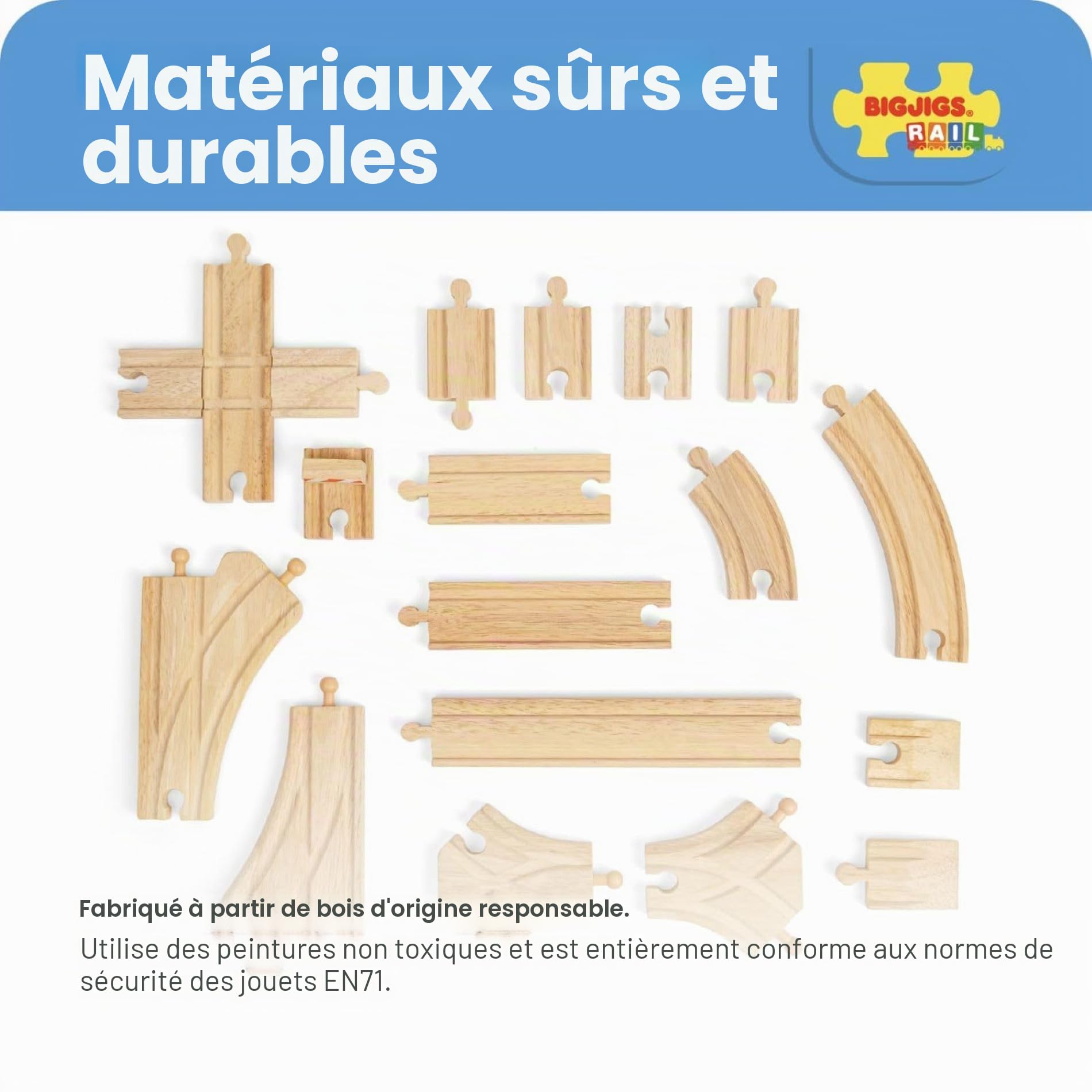 Bigjigs Rail Lot d’Extensions de Rails au Sol