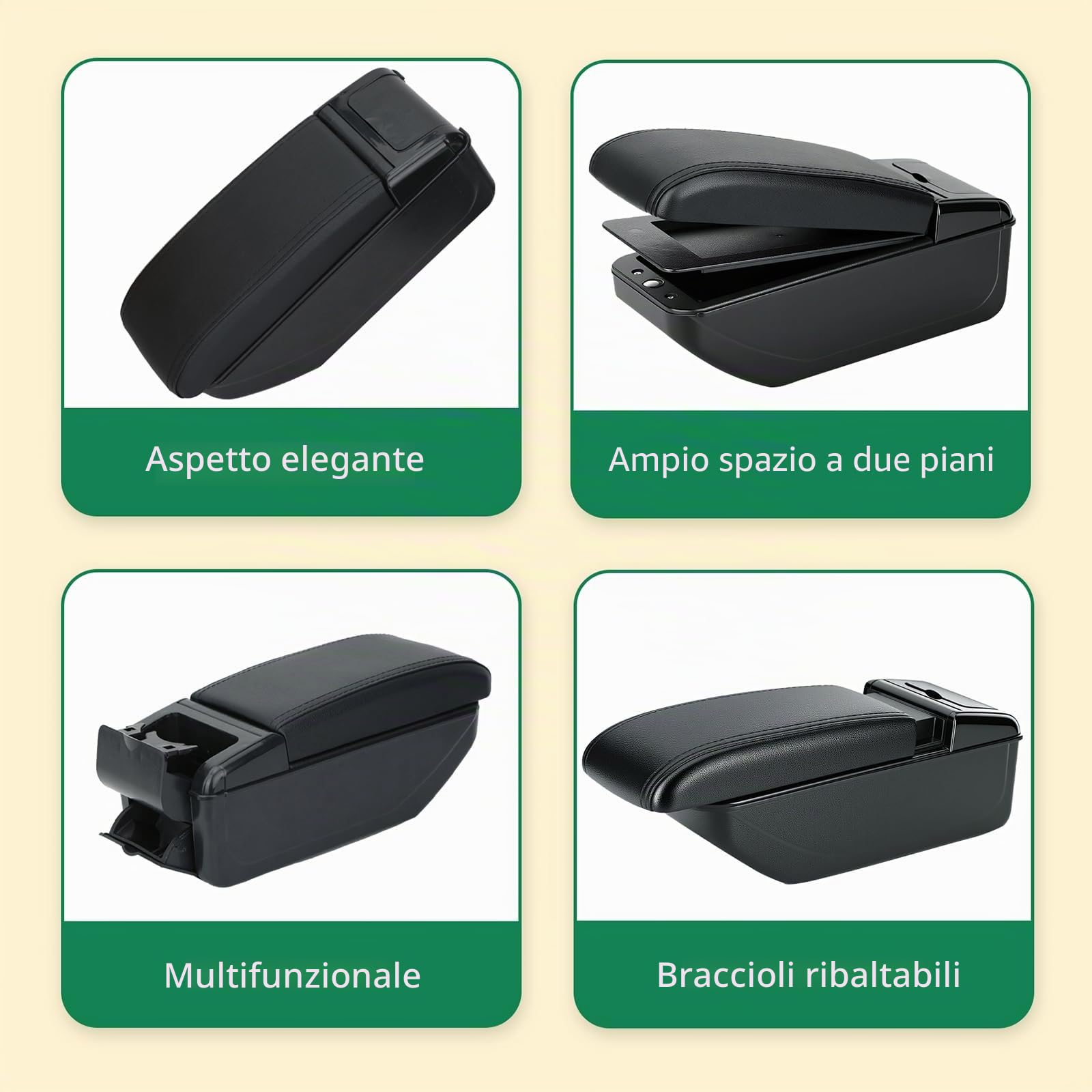 ZENVI Compatible with OPEL Meriva Braccioli 2003-2017 | Può essere come supporto gomiti,Braccioli,Console Centrale Organizer Immagazzinaggio Scatola,Doppio Spazio
