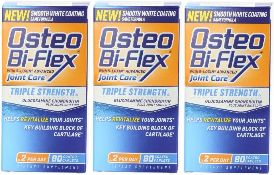 Osteo Bi-Flex Triple Strength Glucosamine Chondroitin Plus Joint Shield - 80 Caplets (Pack of 3)