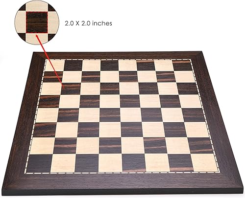 Miniatura 6 de AMEROUS Tablero de ajedrez profesional de madera de 19 pulgadas con cuadrados de 2.0 pulgadas/paquete de regalo/tablero de ajedrez solo (sin piezas
