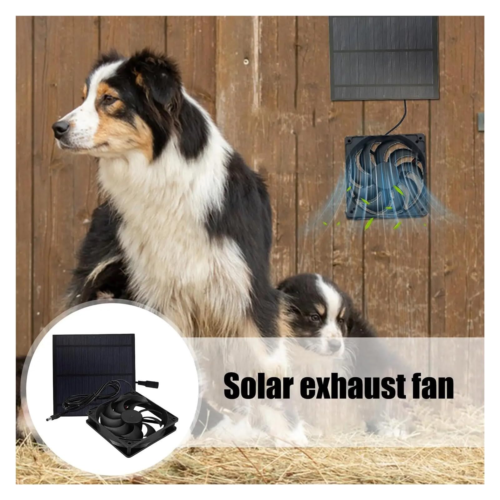 Estrattore Aria, Ventilatore Solare for Cuccia for Cani, Ventilatore Solare Impermeabile, Potente Dispositivo di Raffreddamento, Kit Versatile for l'estrazione Aria for Picnic