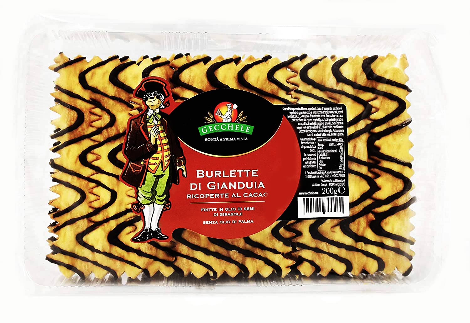 Gecchele, Burlette di Gianduia Ricoperte di Cacao Dolce Tipico Italiano, 200g - Chiacchiere di Carnevale 2023
