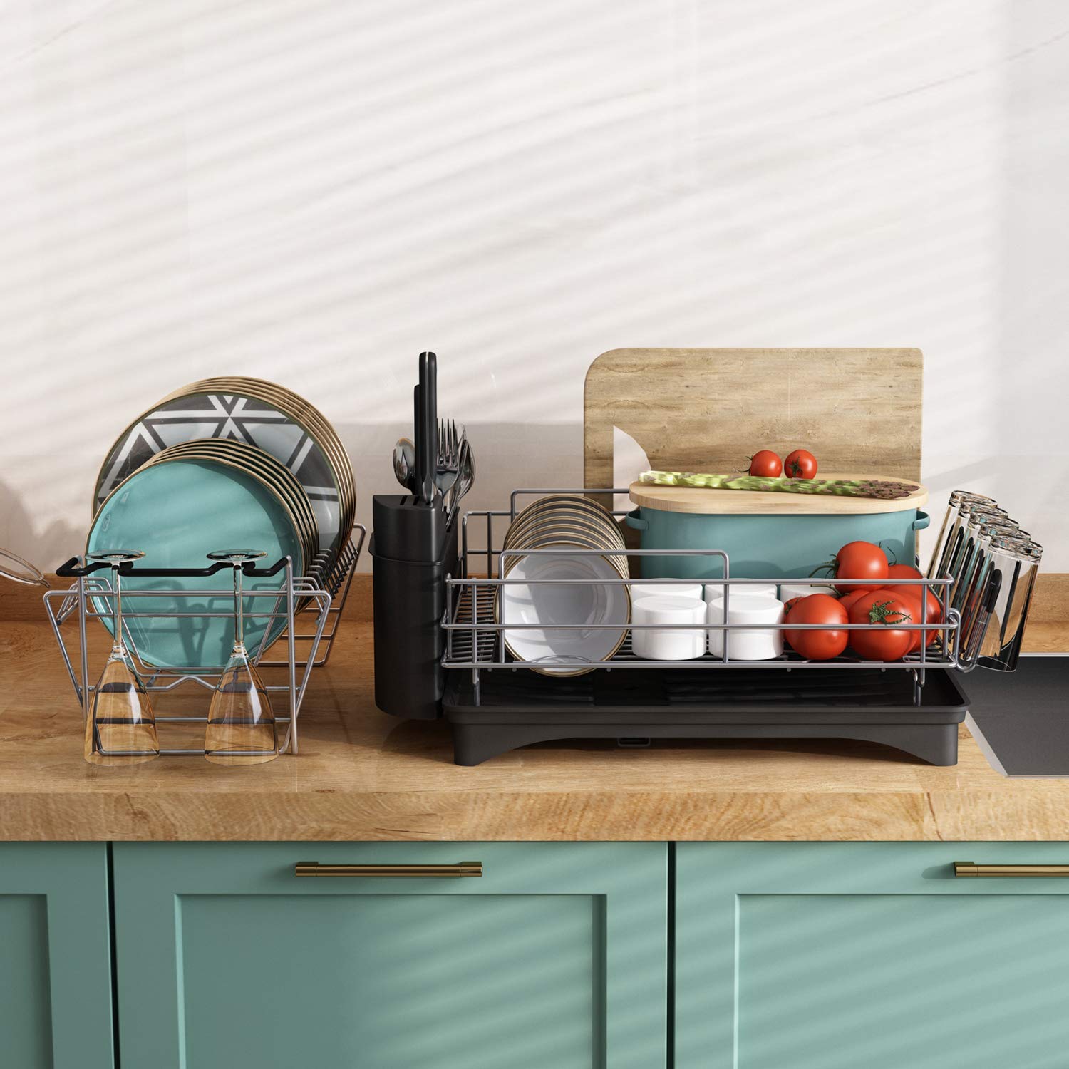 Dish Drying Rack and Drainboard Set, Majalis 2 Tier Large Dish Rack