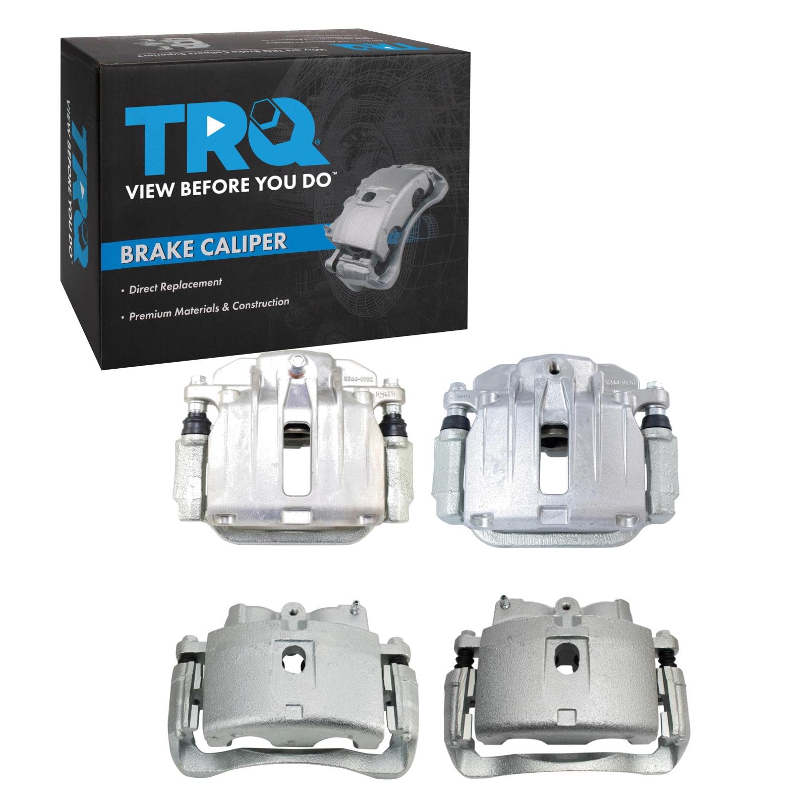 TRQ Front and Rear Brake Caliper Set Zinc Coated Brackets Compatible with 2000-2002 Cadillac DeVille