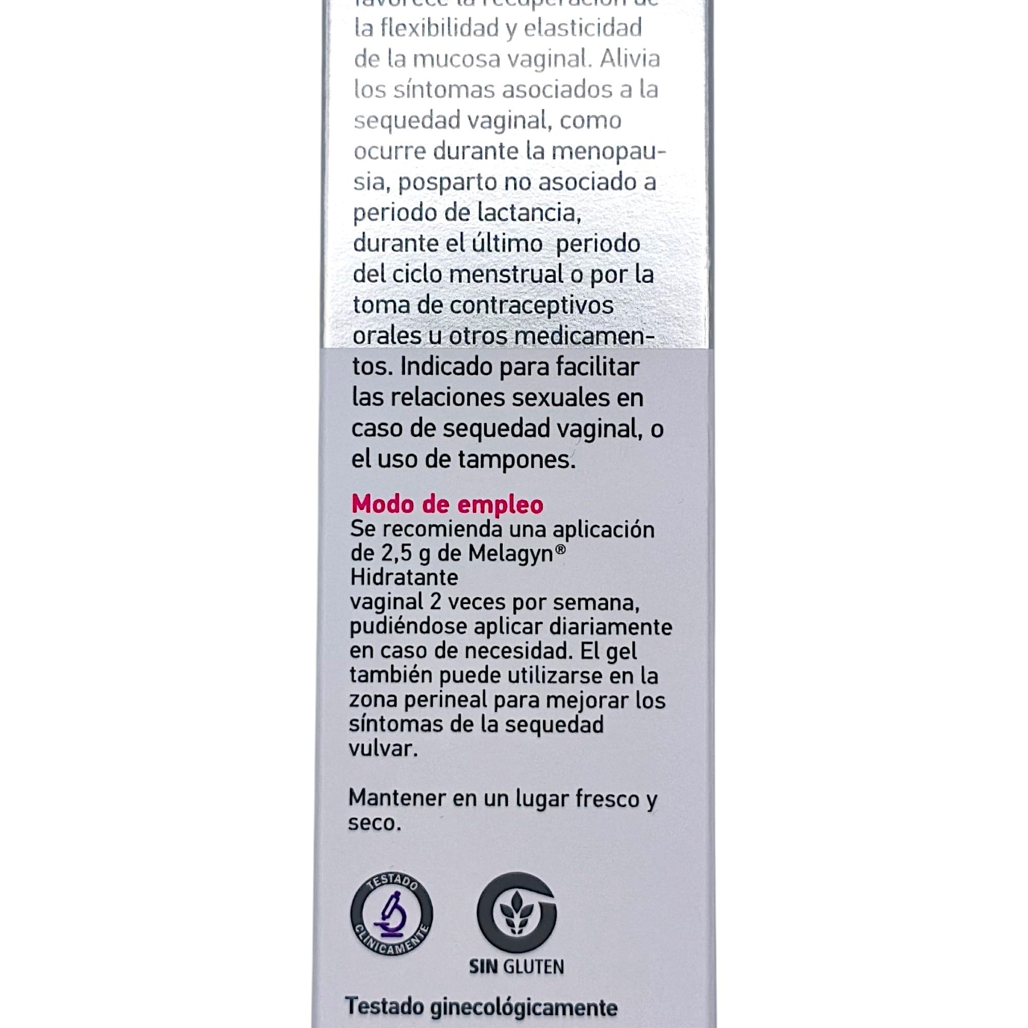 Gynea Melagyn Hidratante Vaginal 60gr - Con Aloe Vera, Ácido Láctico y Ácido Hialuronico - Mucoadhesivo - Gel No Hormonal - Para Sequedad Vaginal