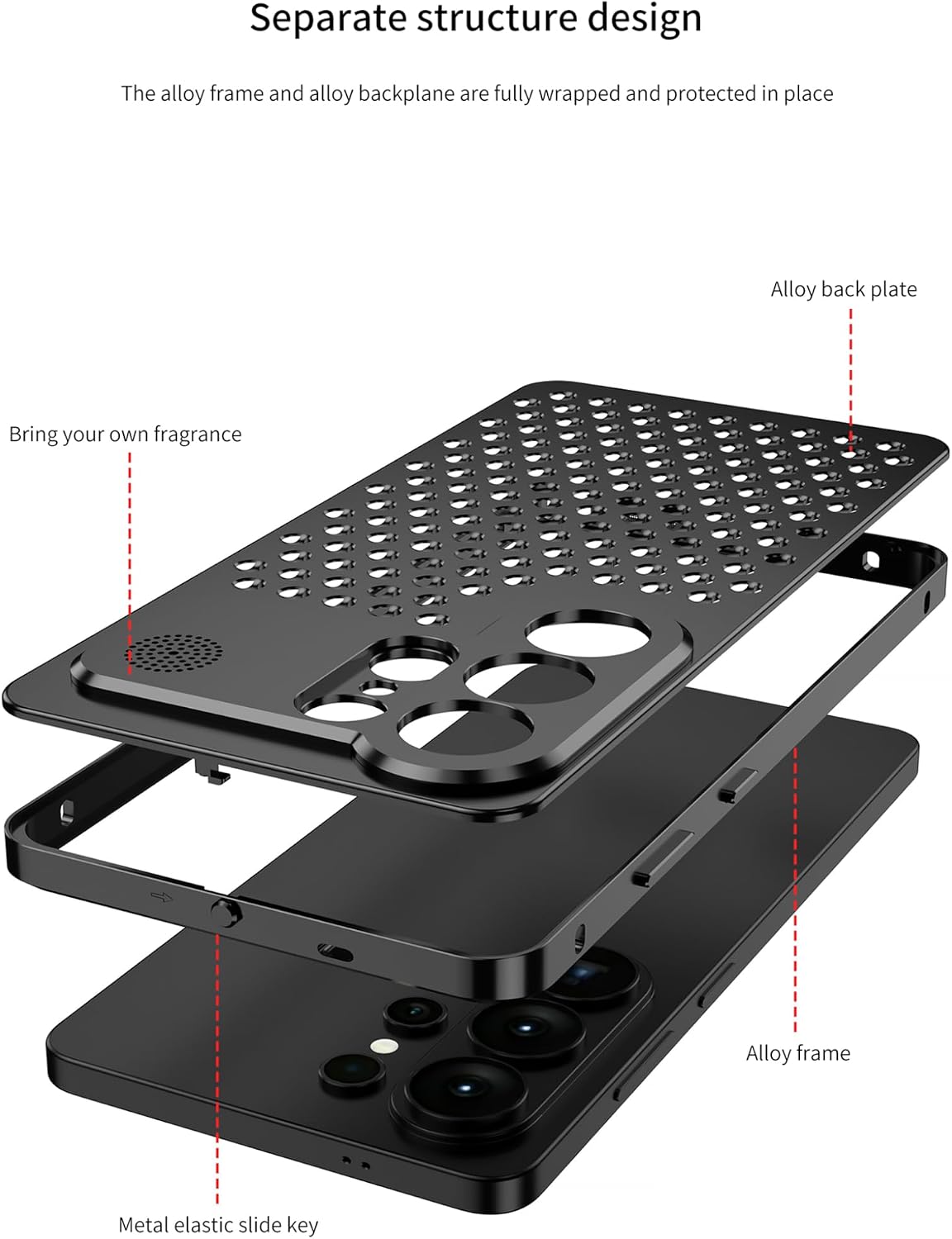 DAYJOY Premium Aluminum Heat Dissipation Cool Case Cover Compatible with Samsung Galaxy S26 Ultra, Luxury Honeycomb Style Metal Breathable Hollow Shockproof Anti-Scratch case (Silver)