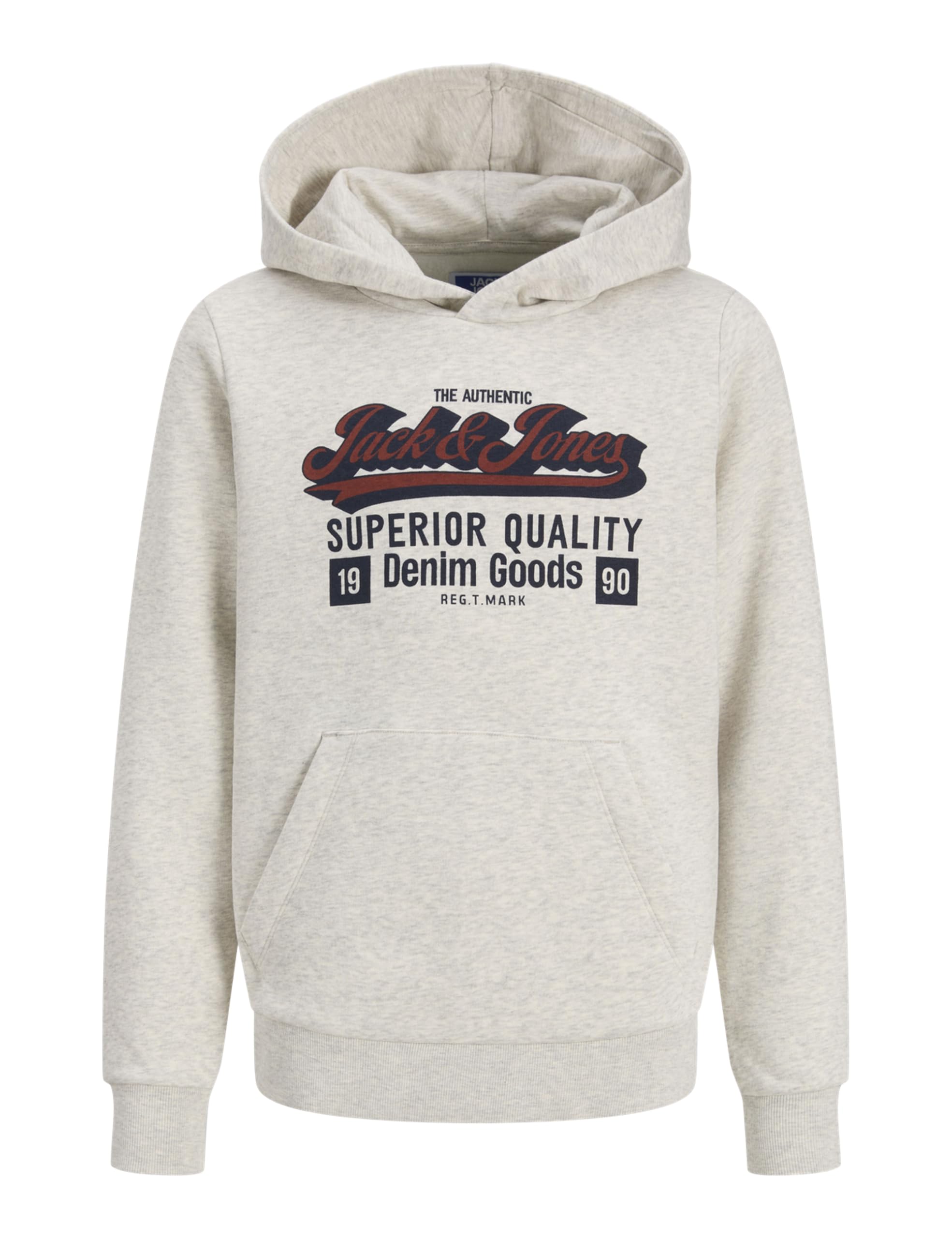 JACK & JONES Men's Jjelogo Sweat Hood 2 Col Aw25 Noos Jnr, White melange, 164