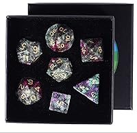 Vista 11 de rockcloud Juego de 7 dados poliédricos DND de cristal de cuarzo roca, dados hechos a mano con caja de dados para juegos de mesa RPG MTG, decoración