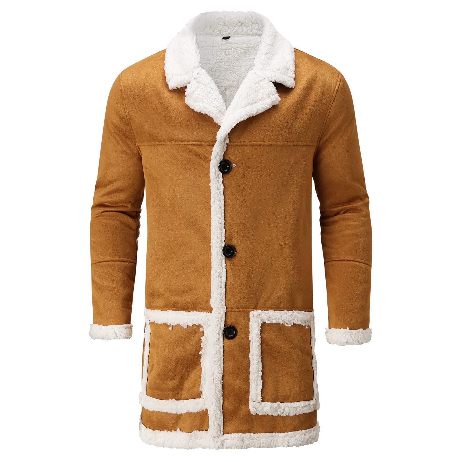 Uomo Tinta unita Casual Shaggy Carino Giacche Termiche Oversize Fluffy Giacca Button Down Risvolto Manica Lunga Peloso Caldo Pile Shacket Giacca di Pelliccia Inverno Cappotto Spessore Cardigan