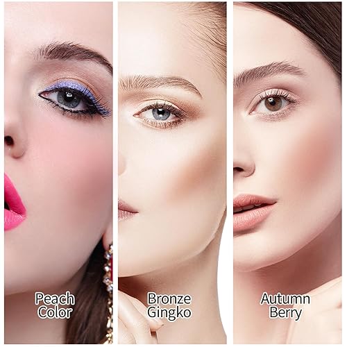Miniatura 6 de Rubor facial en polvo de maquillaje suave de hongos para mejillas maquillaje de larga duración en polvo con reflejos - acabado mate (bronce gingko)