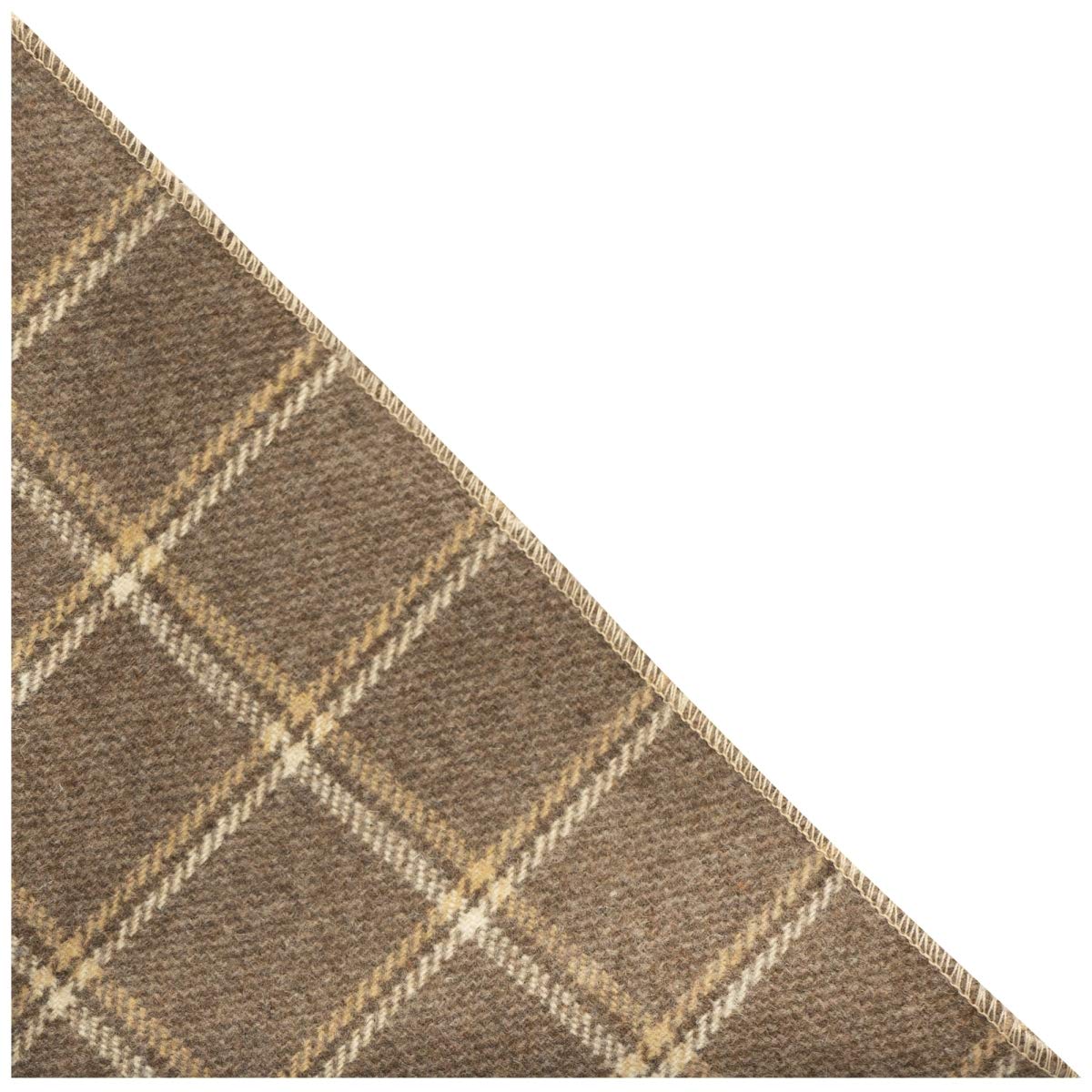 King & Priory Heritage Pecan Brown Check Pocket Square, Handkerchief
