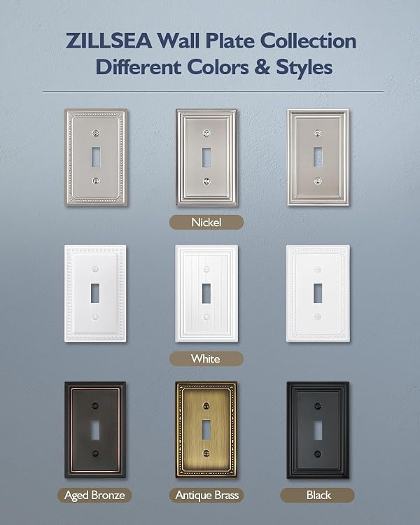ZILLSEA Switch Plates Outlet Covers, 4-Pack Brushed Nickel Metal Wall Plate by ZILLSEA - Used condition - Image 7