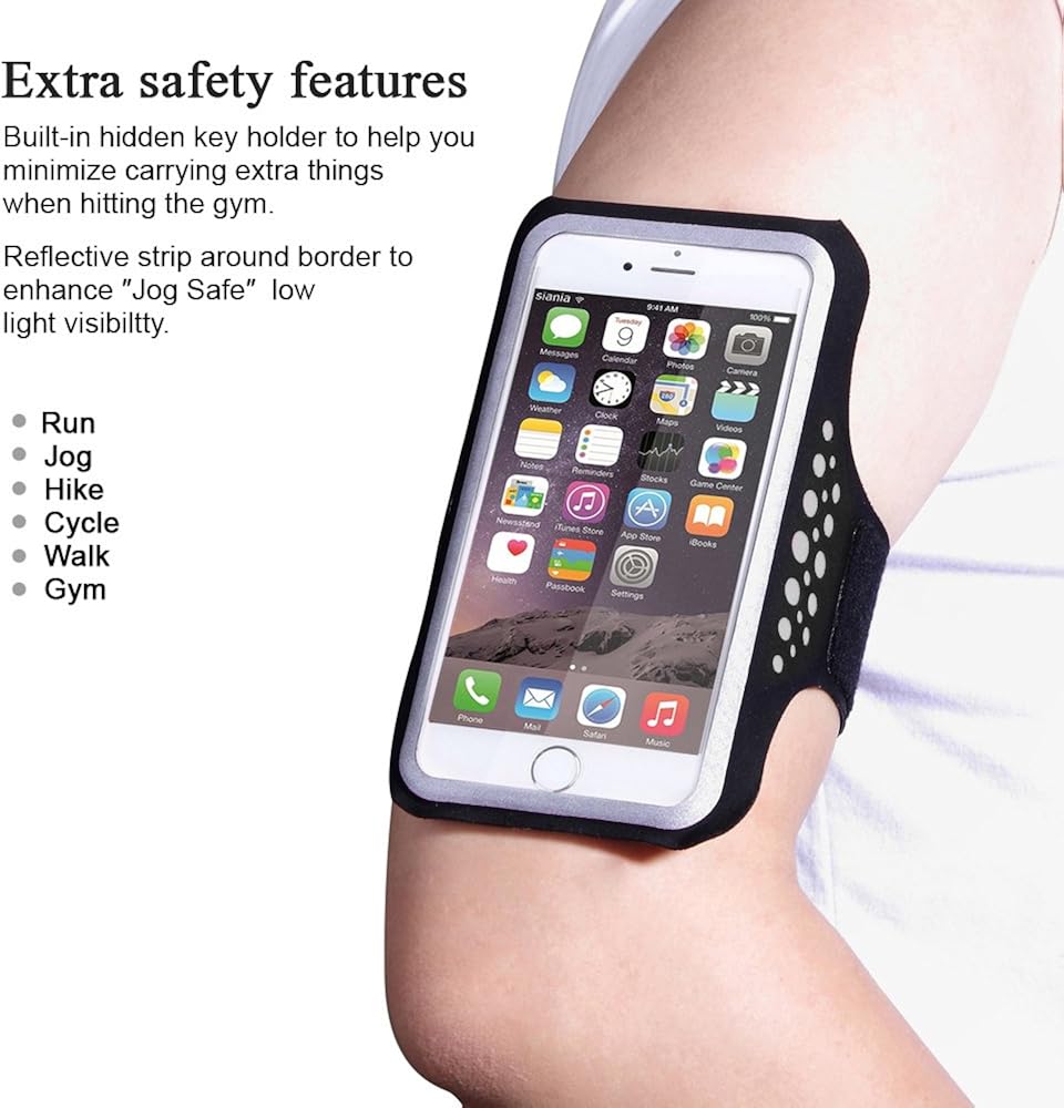 Triomph Armband for iPhone X, iPhone 8 Plus, 7 Plus, 6 Plus, 6s Plus, iPod Galaxy S6, S6 Edge, S7 Edge Plus with Key Cards Money Holder, for Running, Sports, Jogging, Hiking, Biking 5.8''