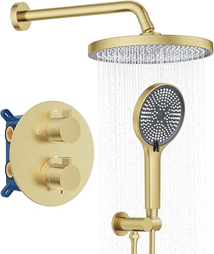 Miniatura 1 de Sistema de ducha de 12 pulgadas con cabezal de ducha de lluvia de alta presión, cabezal de ducha de mano, kit de ajuste de boquilla de grifo de