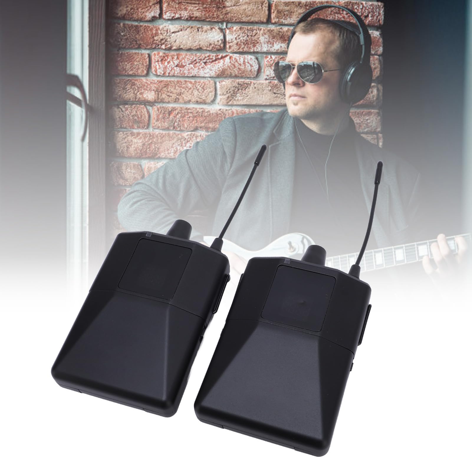 Kabelloser Beltpack-Empfänger mit Einstellbarer Frequenz für Band-Bühnenstudio, Professionelles Ohrüberwachungssystem für Live-Auftritte, 2 Sender für Musiker