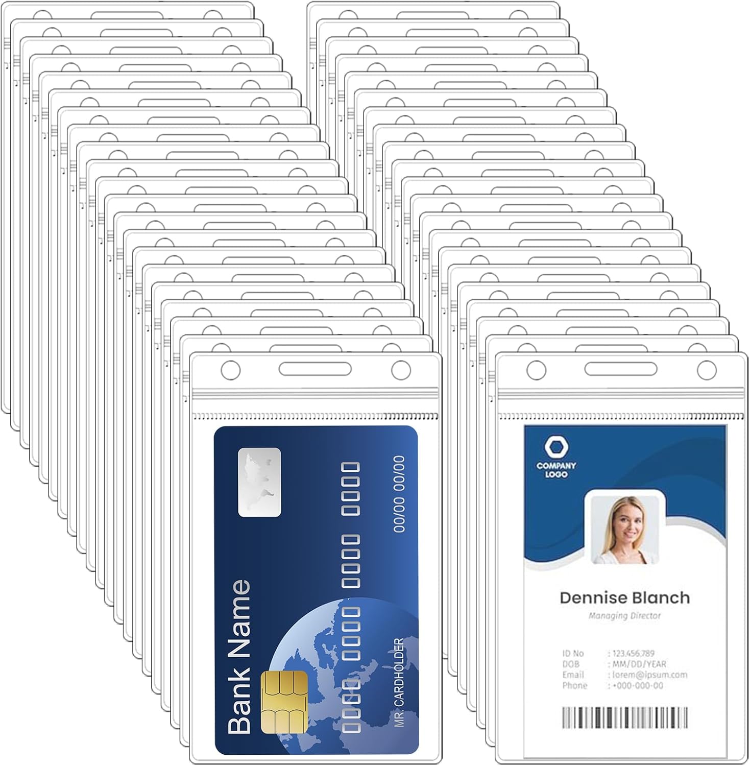 250 Pcs Name ID Badge Holder,Plastic Badge Holder for Lanyard, Vertical Extra Thick 3.9" x 2.7" Waterproof Name tag Holder for School/Office/Hospital/Exhibition/Party/Badge Swipe Cards or Credit Card - Image 8