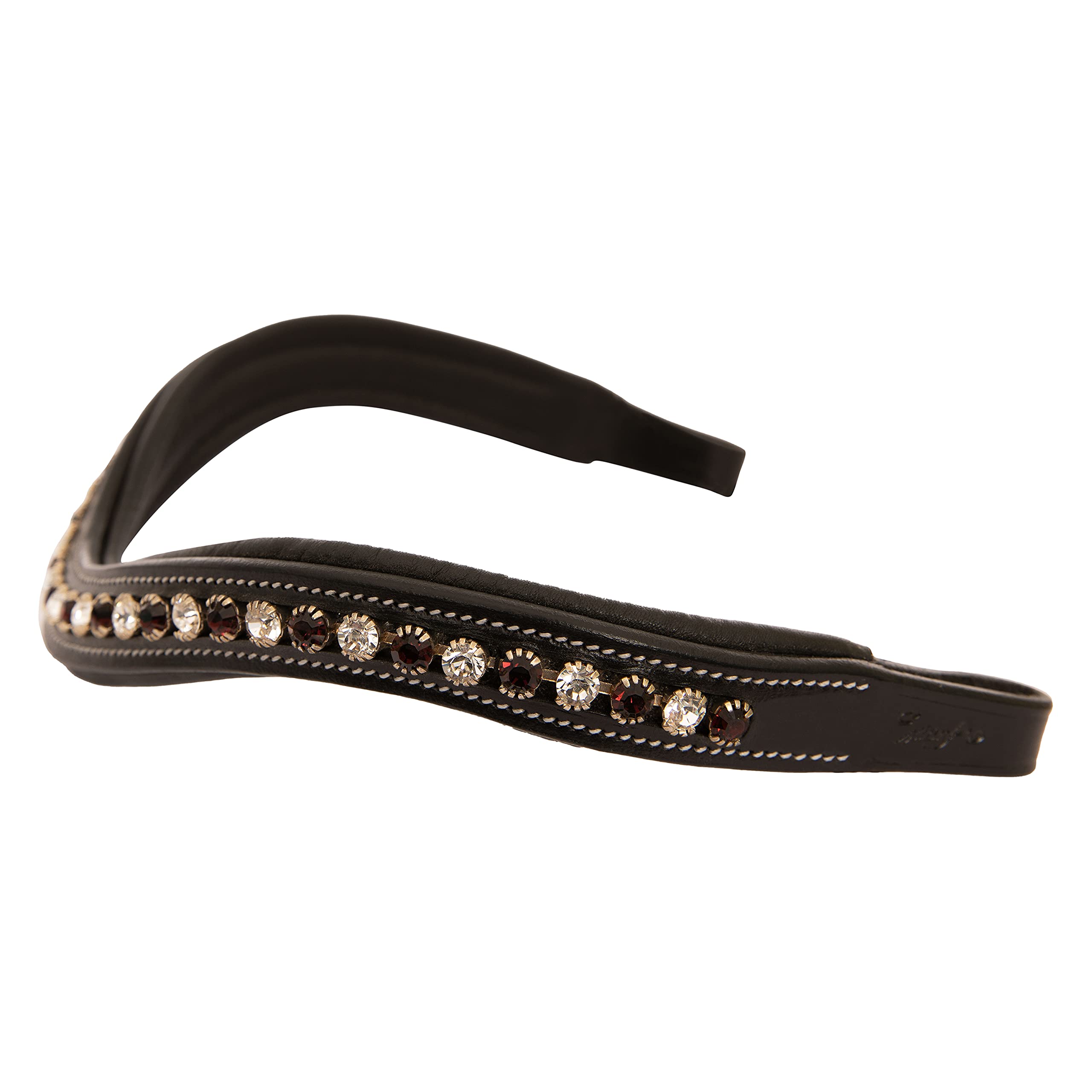 Exion Frontal pour Bride de Cheval Anglais | Frontal rembourré de Forme incurvée pour Spectacle et Dressage | Frontal en Cristal Transparent Bordeaux pour Chevaux