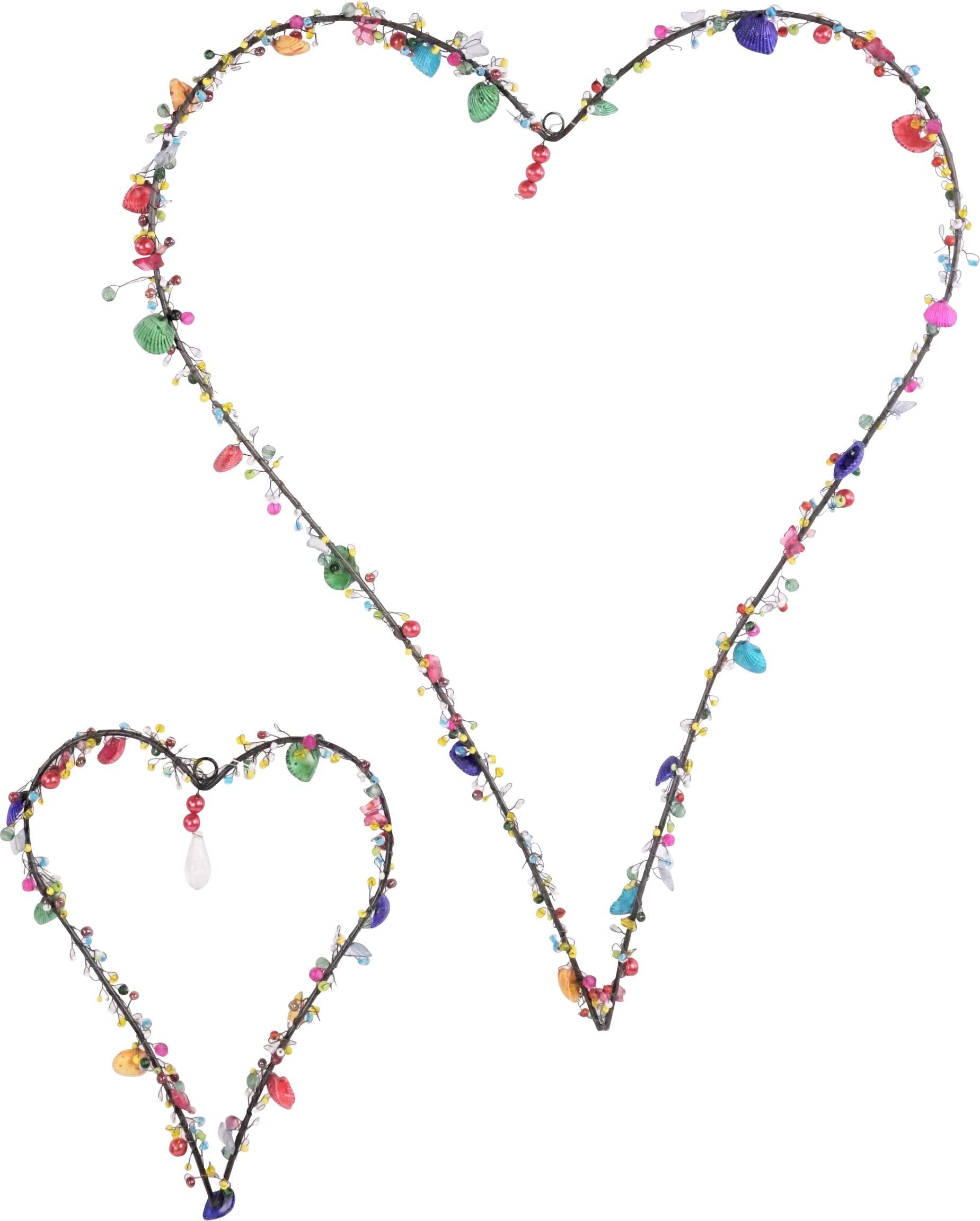 Herz-Zierhänger Herzen (2er-Set) – Dekohänger aus Metall & Glas – Bunte Fenster- & Wanddeko im Herz-Design – 44 cm & 19 cm