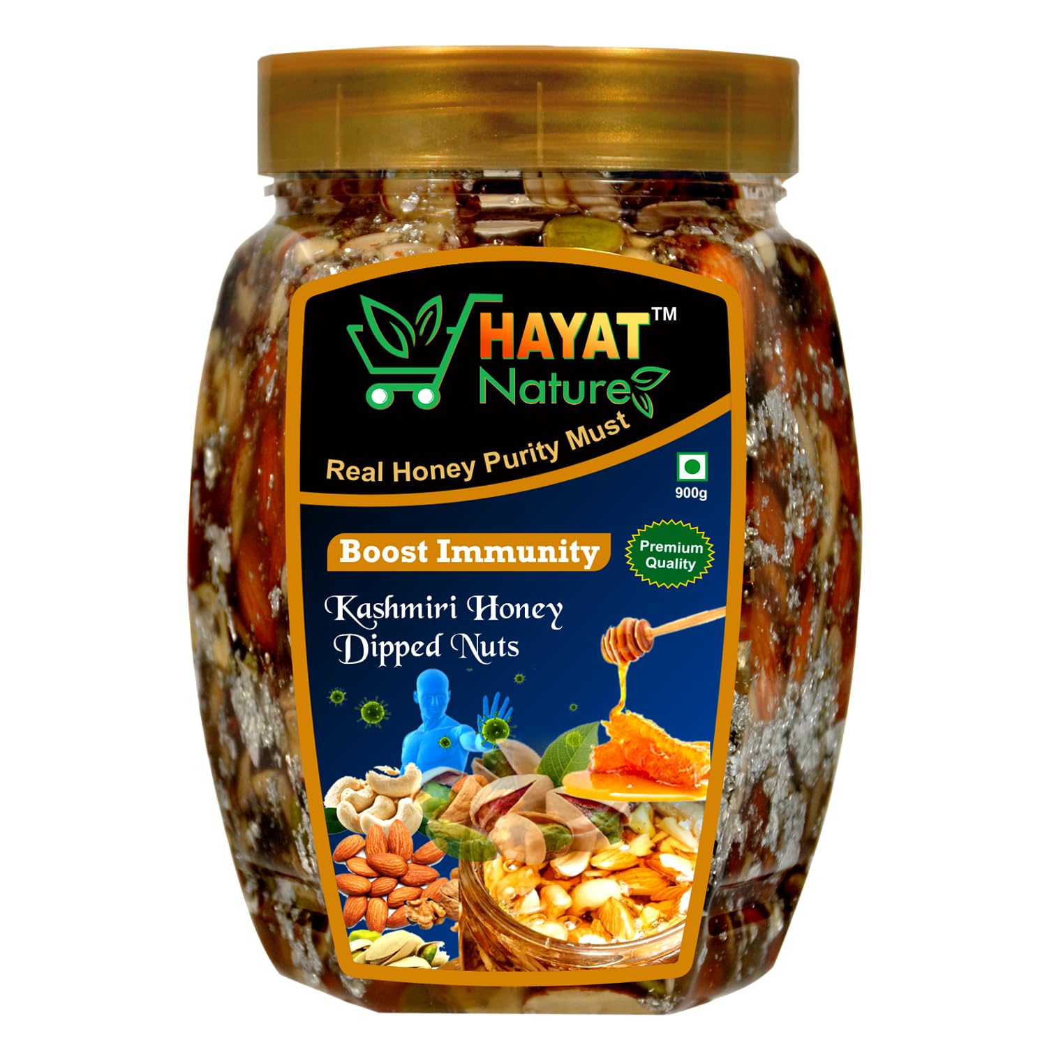 Kashmiri Honey mixed dry fruits and nuts, Roasted and Crunchy with Immunity & Energy Booster, Zero Chemicals & Preservatives. Pure and Natural Dry Fruits & dipped in organic honey. (big_900gm)-image-44