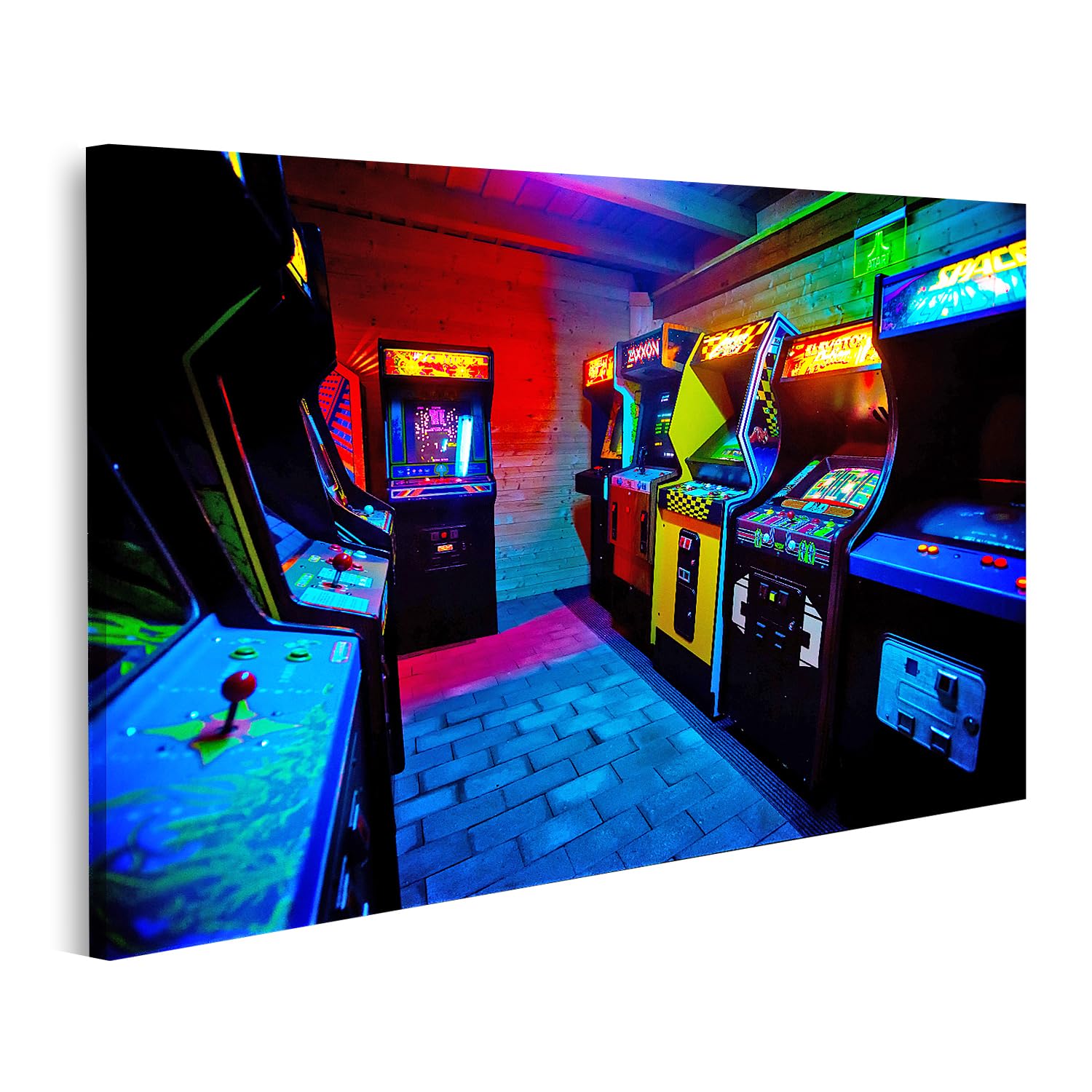 islandburner Prime Quadro su tela, sala giochi colorati slot, luci al neon, 100 x 57 cm