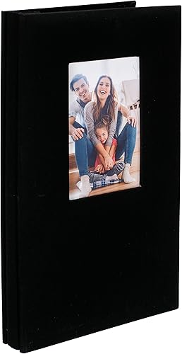 Miniatura 2 de Malden International Designs - Álbum de fotos de tela negra de 4 x 6 pulgadas, tapa dura, 4 x 6 pulgadas, bolsillo para fotos