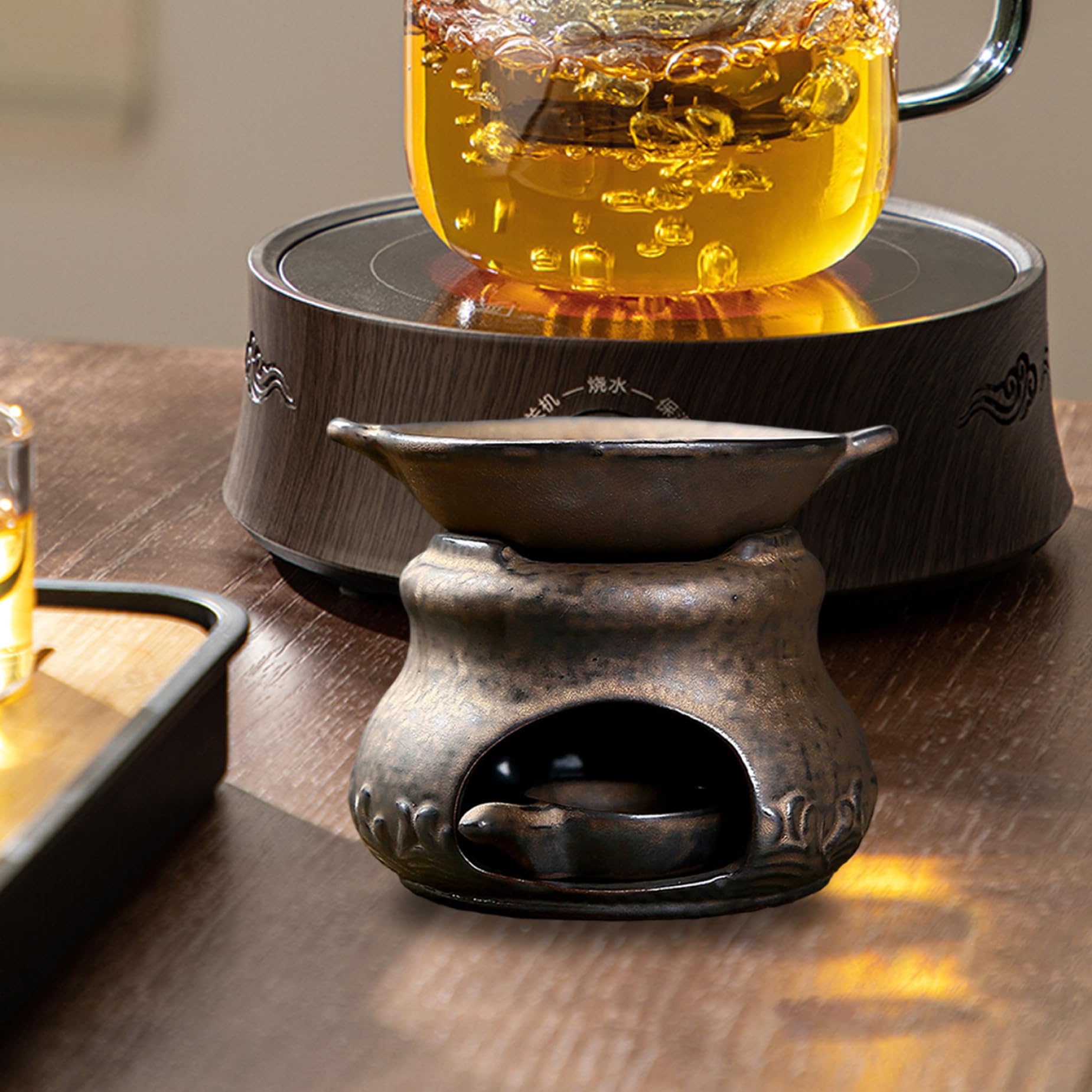 Diffusore di oli essenziali, diffusore di fragranze multifunzionale in ceramica di cedro e bruciatore di erbe Zen per la decorazione della casa