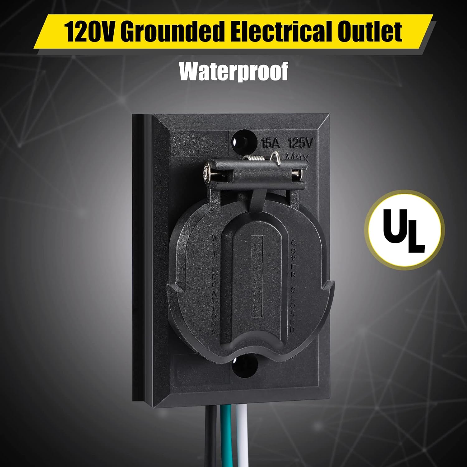 Flutesan 6 Pcs Lamp Post Outlet 125V 15A Grounded Electrical Outlet Energy Saving Light Pole Plug for Outdoor Lamp Post and Poles, Energy Saving and Weather Resistant, UL Listed, Black