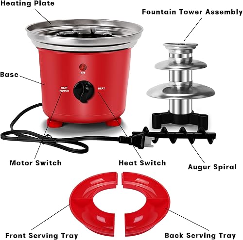 Miniatura 6 de Fuente de fondue de chocolate de 16 onzas, mini fuente de chocolate de 3 niveles con 6 tenedores de fondue y bandeja de extracción de frutasfrutos