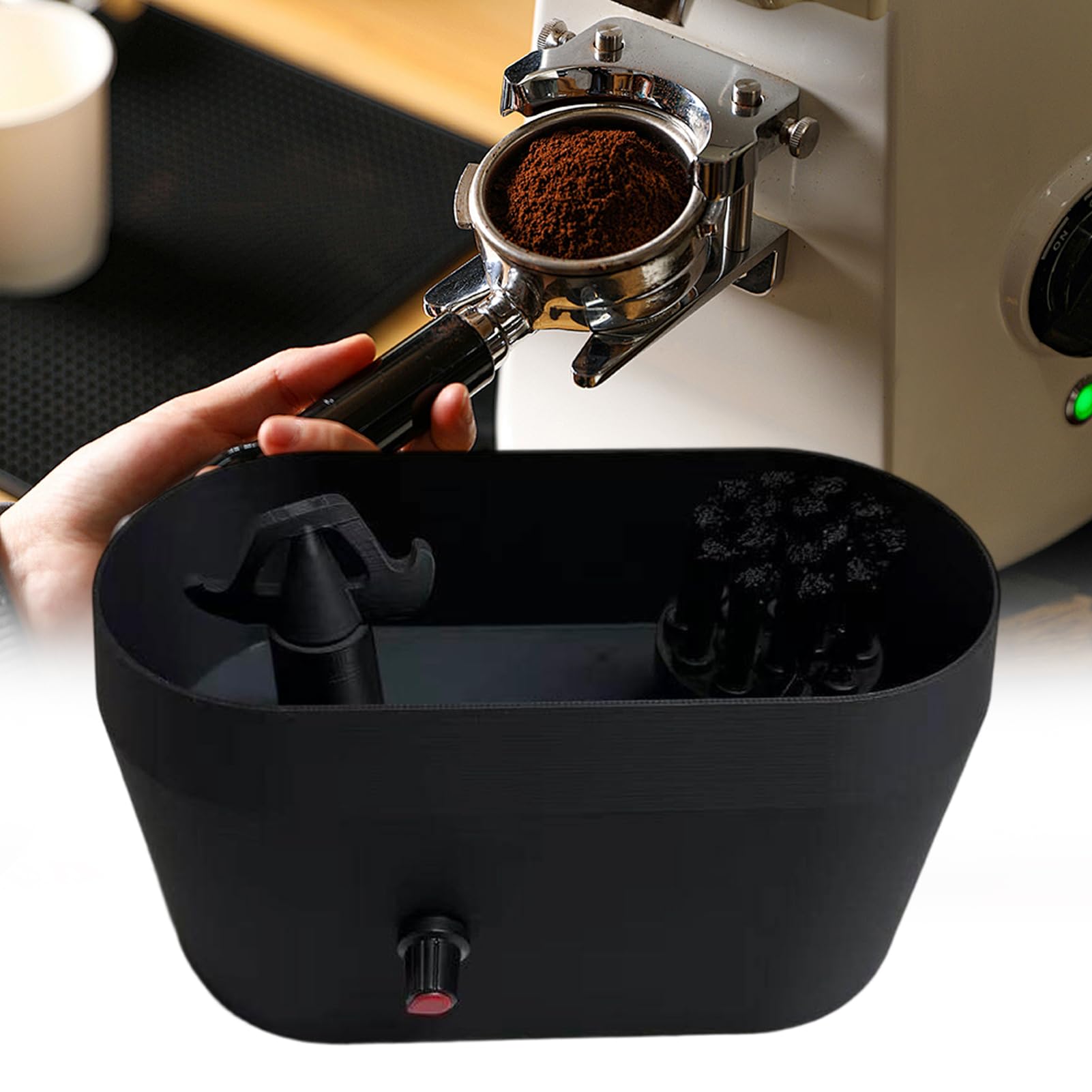 Siebträger Reiniger Elektrisch, 20x10x5cm PC Coffee Portafilter Cleaning Kit, Portafilter Reinigungszubehoer, Elektrischer Automatischer Siebträger Reiniger Für 51/53/58mm Systeme Tägliche