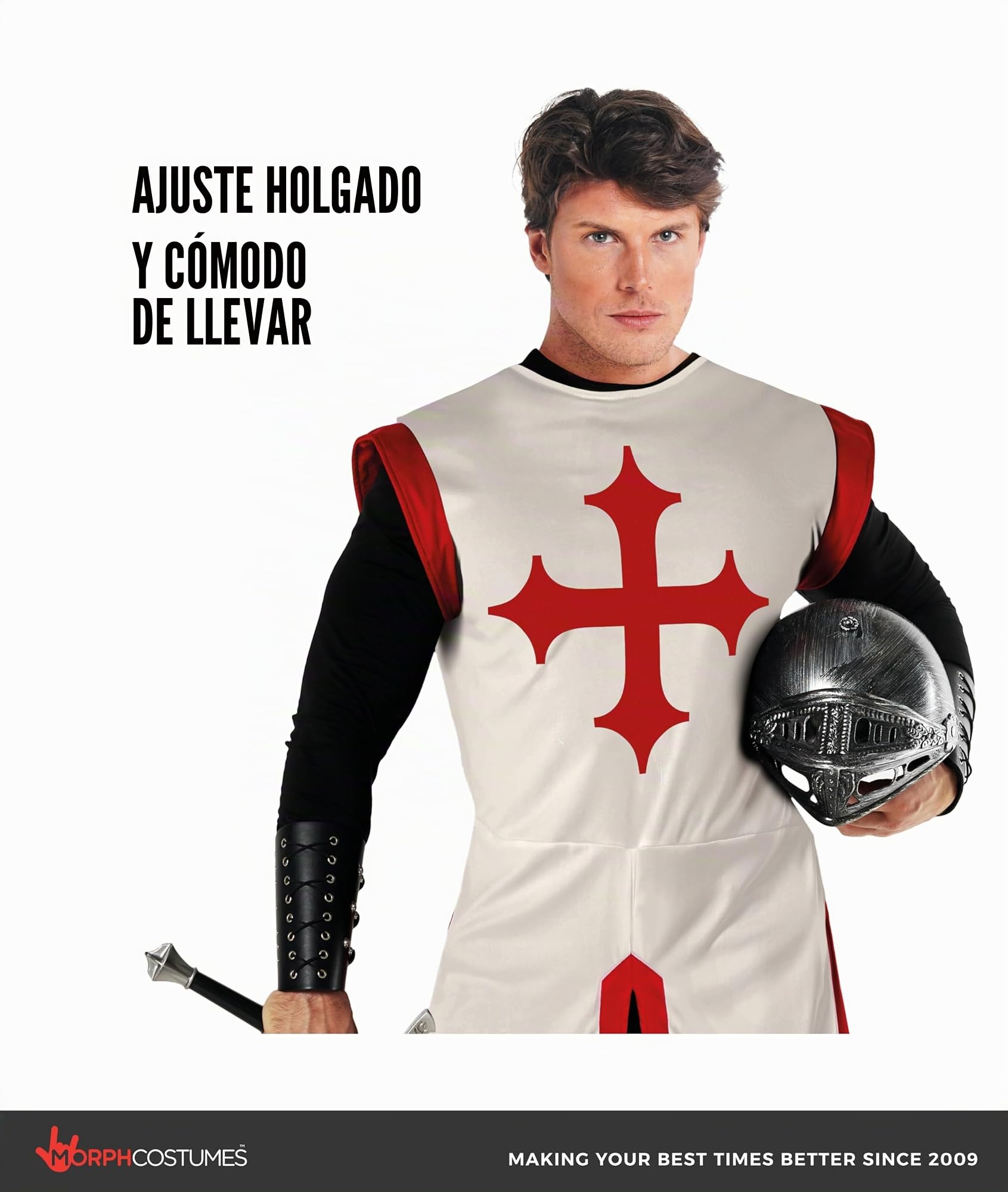 Morph Disfraz Caballero Medieval, Traje Caballero Templario, Disfraces Medievales Hombre,Disfraz Carnaval Hombre