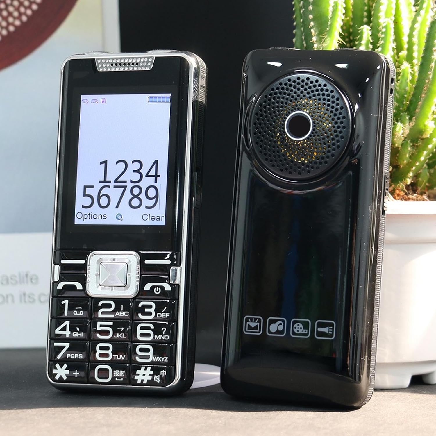 EBTOOLS Big Buttons Cell Phone for Seniors, 2G GSM, 2.4Inch Screen, Dual Sim Dual Standby, Powerful Speaker, Mp3, Mp4, SoS, Flashlight, 5500mah, (US Plug)