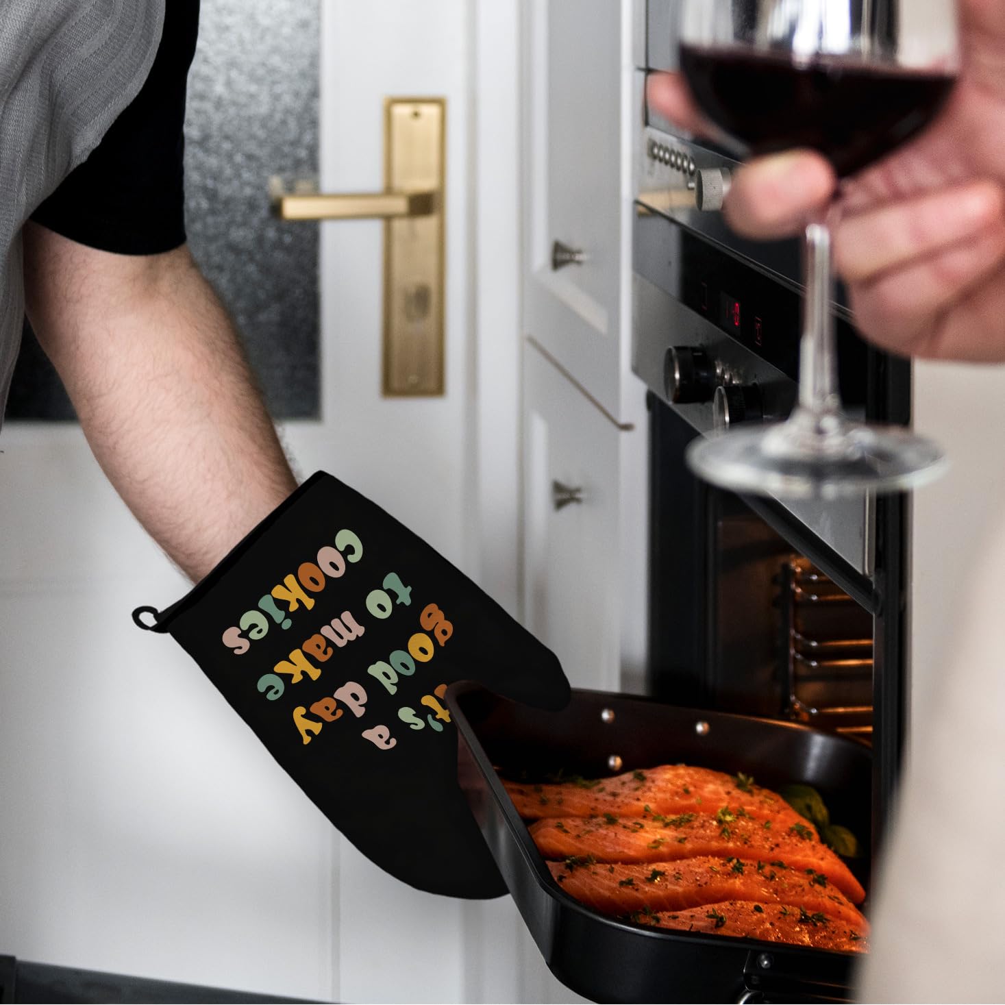 Regalos para hornear, guantes de horno y soportes para ollas, regalos para hornear para mujeres, regalos para amantes de las galletas, resistente al calor, decoración de cocina para niñas, día 4