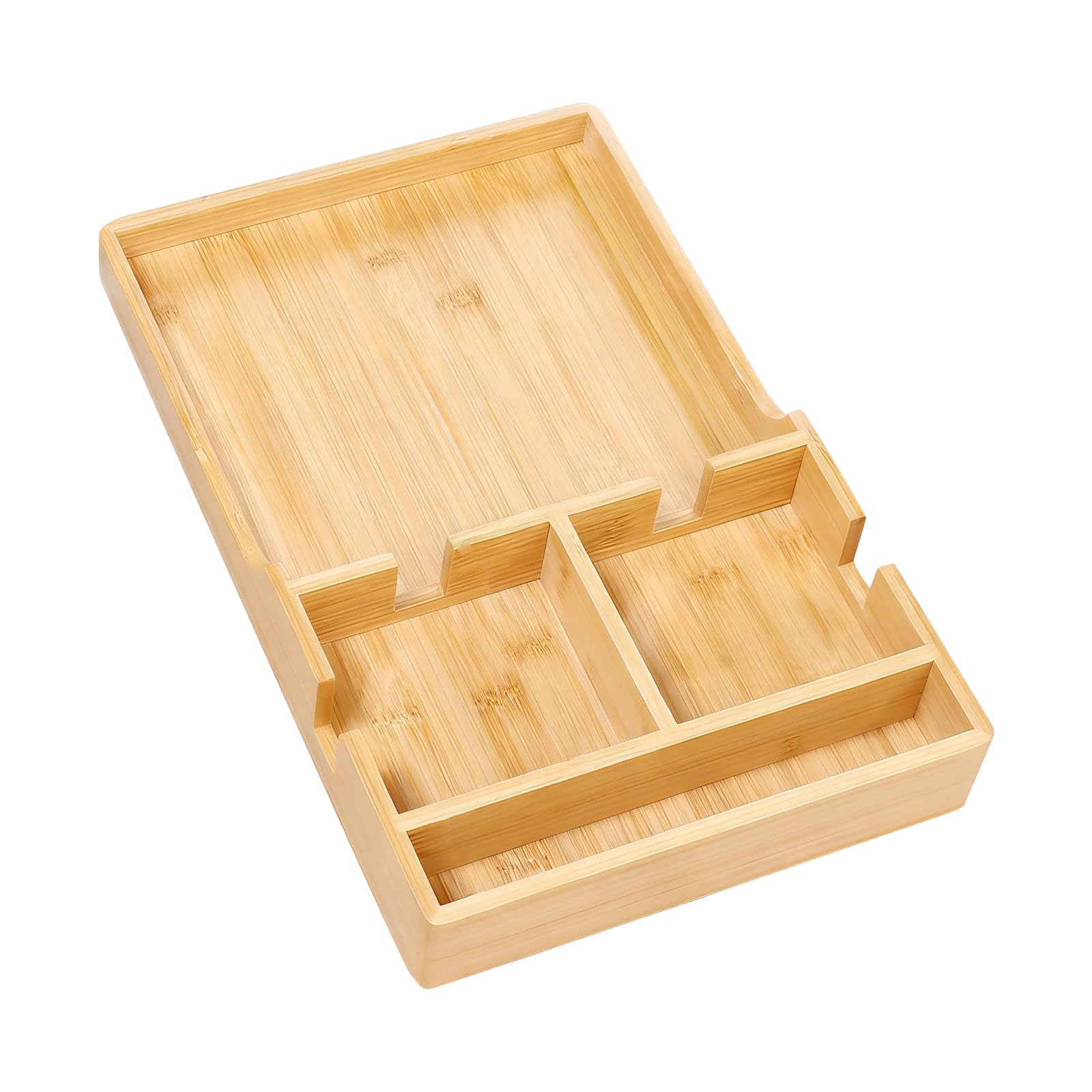 carotoe Multiple Compartment Food Tray for Sofa Couch Features Sturdy Wooden Materials for Home Use Sofa Tray
