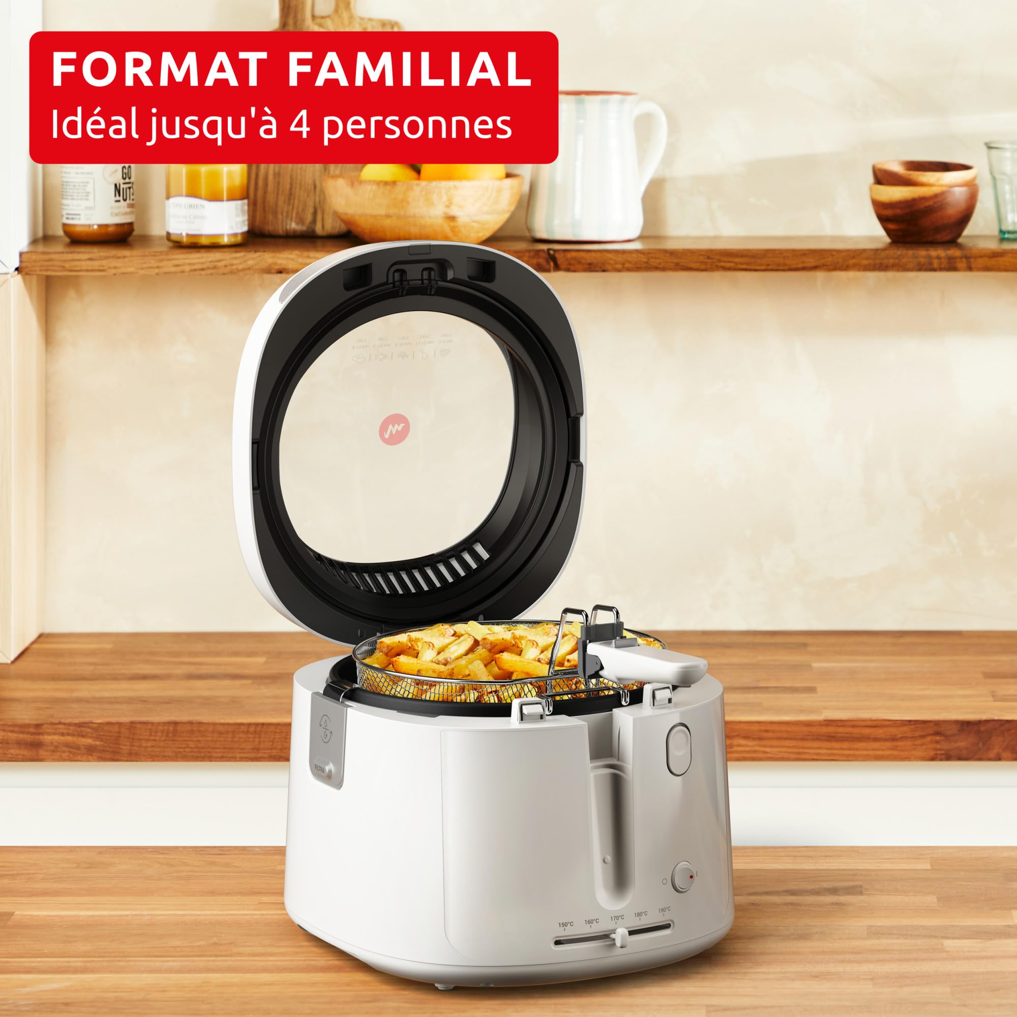 Moulinex Filtra Vision, Friteuse, Grande fenêtre pour garder un oeil sur la cuisson, Capacité familiale, Nettoyage facile, AF2541E0, Extérieur en Plastique Blanc