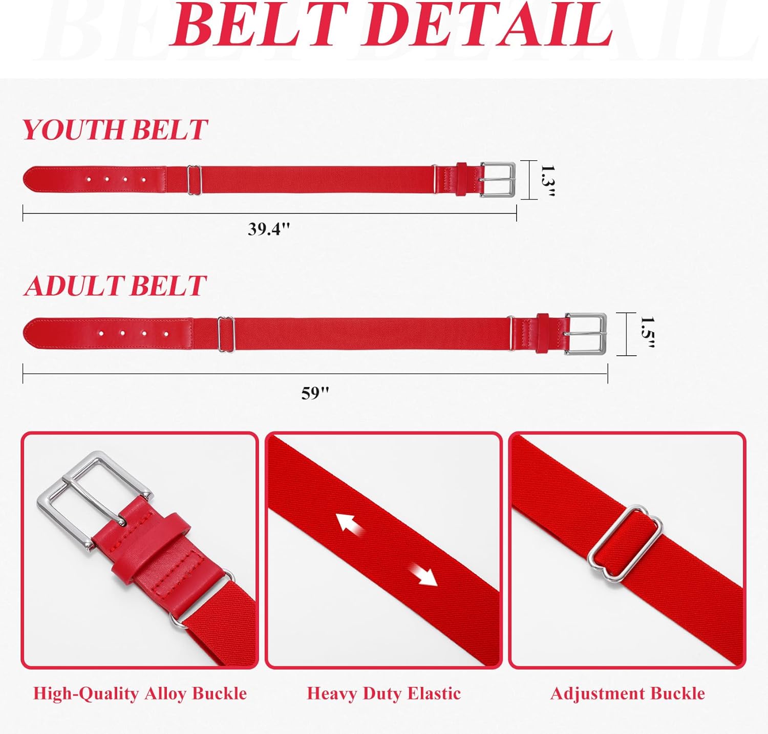 XZQTIVE Baseball Socks and Belt Combo Set - Adjustable Elastic Softball Belts and Socks for Youth Boys Grils and Adult - Image 5