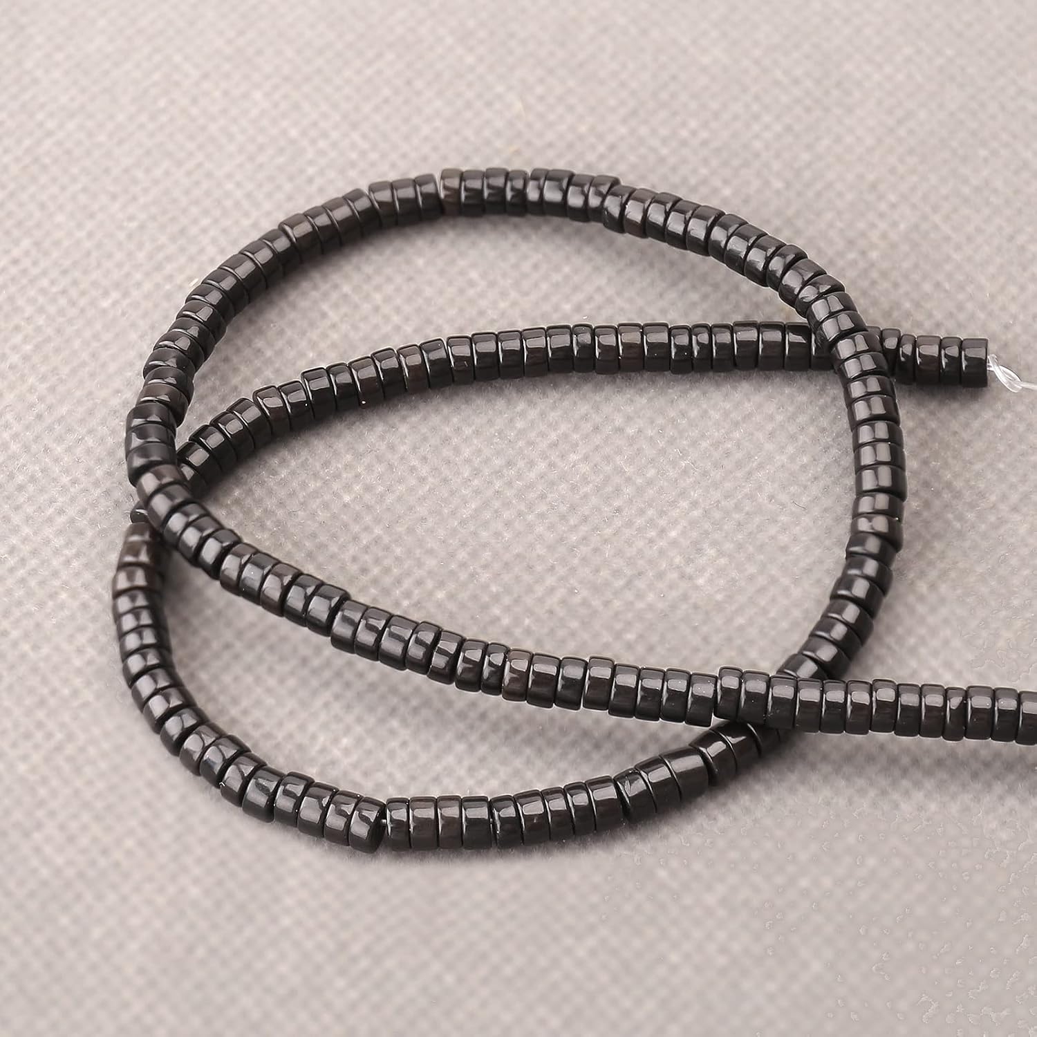 150PCs Natural Black Obsidian Spacer Beads, Loose Semi Precious Flat Round Gemstone Heishi Disc Stone Beads for Beading Jewelry Making 4mm*2mm 38cm - Image 5