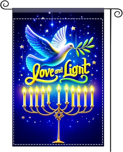 Nuxovilar Dove Menorah Garden Flag 12x18 Double Sided Polyester