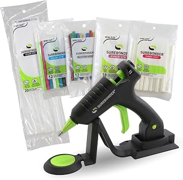 Surebonder Ultimate Creators Kit, Hot Glue Gun, Surebonder CL-195F Cordless Detail Tip Mini Glue Gun with 80 Specialty Glue Sticks, All Purpose, Color, Glitter, Jewelry, and Fabric