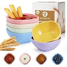 Soy Sauce Dish 5 OZ, Small Bowls for Dip, Unbreakable Chip and Dip Bowl, Wheat Straw Bowl Sets of 6, Dipping Sauce Cups for Party, Kitchen, Dishwasher Safe Dipping Bowls for Ketchup - Colorful