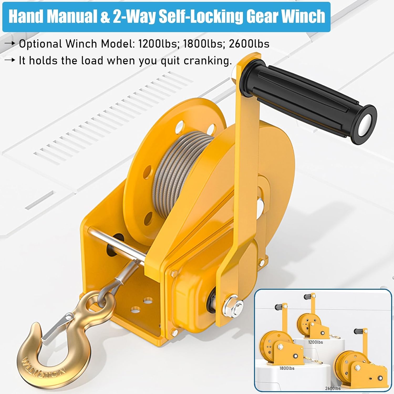 LXLZYXSF Heavy Duty Hand Lifting Crane Portable Hoist Stand, Foldable Detachable Mobile Hand Lift with 2-Way Self-Locking Winch, Outdoor Workshops Sewerage Manholes(Load 500kg/1102lbs)