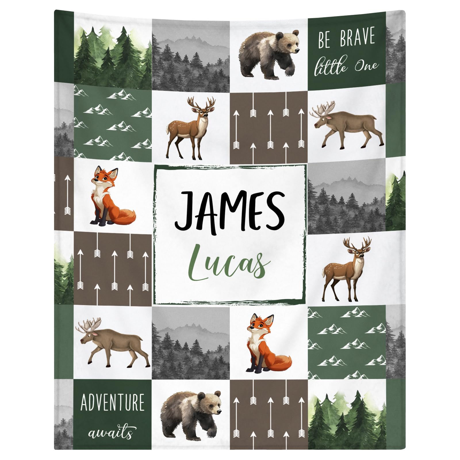 WNNNS Personalized Baby Blanket - Custom Baby Blanket for Boys with Name for Kids Personalized Baby Boy Gift for Christmas Birthday Baby Shower Customized Blanket for Newborn Toddlers Stroller Blanket