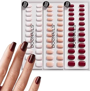 DOONAILS Press-On Nails 3×30 Stück – Favorit Color Set: Babyboomer, Latte & Love Paris – Soft Gel, Short Square, Full-Cover Nägel zum Aufkleben in Salonqualität