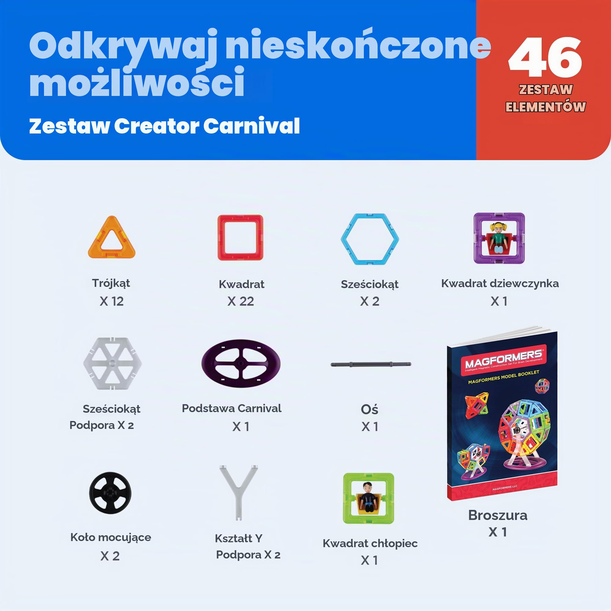 Magformers Klocki Karnawałowe 46el. (005-30747)