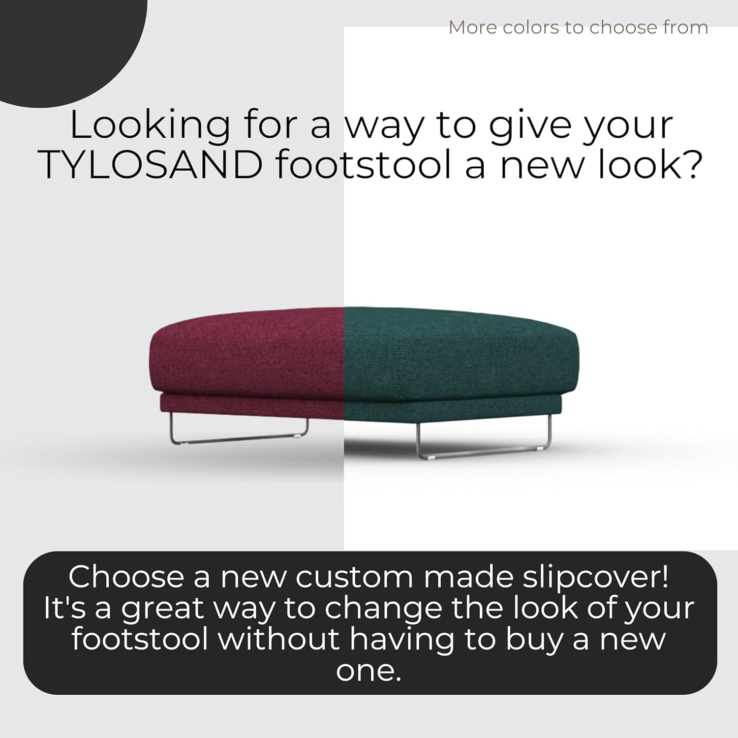 Cover for Tylosand Footstool, Replacement Slipcover, Heavy Duty 1 pcs Cover, Soft Durable Washable Fabric, Easy to Clean & Replace (Crown - Ivory)