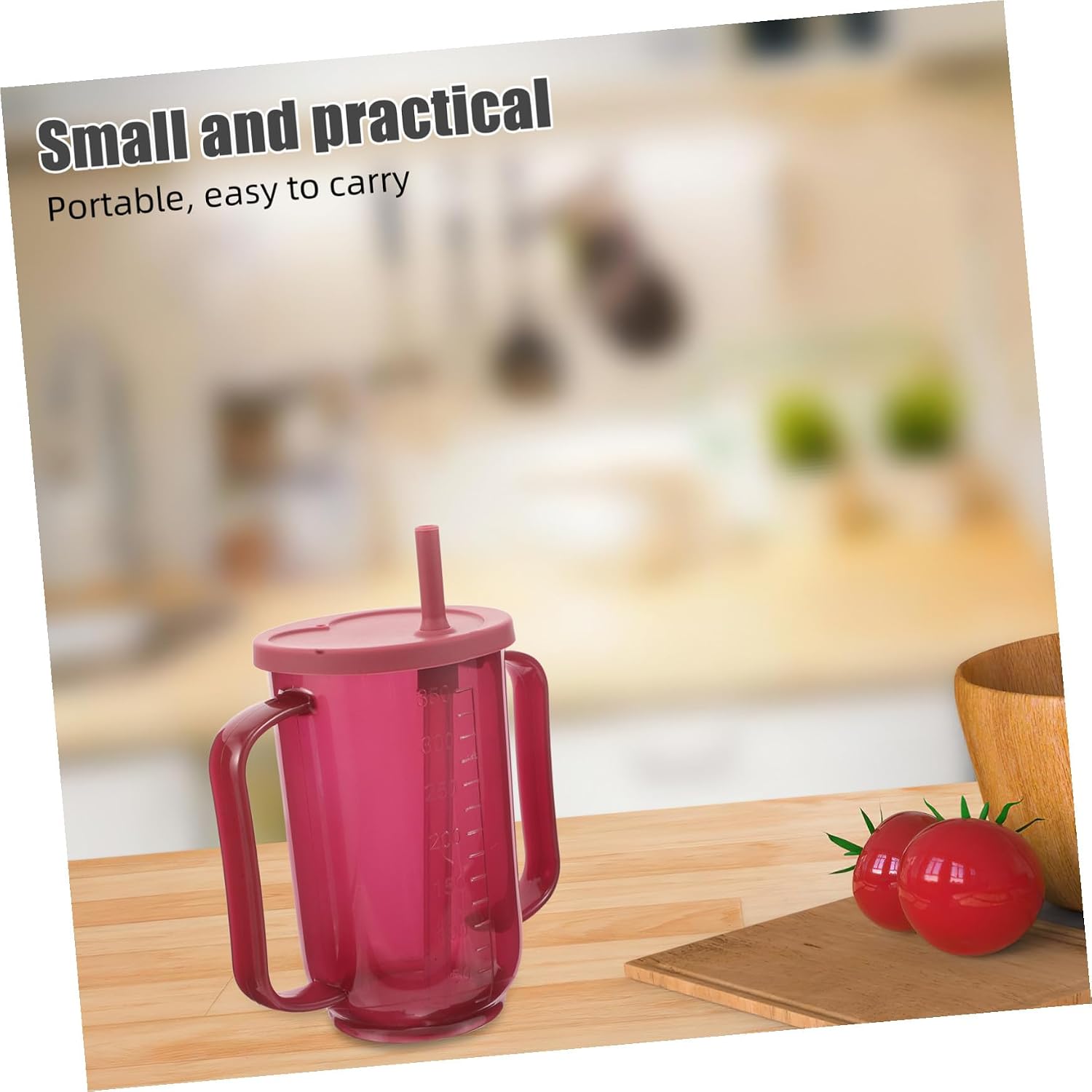 KOMBIUDA 2pcs Elderly Care Sippy Cups Non-spill Dysphagia Drinking Mugs with Straw Lightweight Handle for Bedridden Disabled Adults Safe Swallowing and Choking Prevention