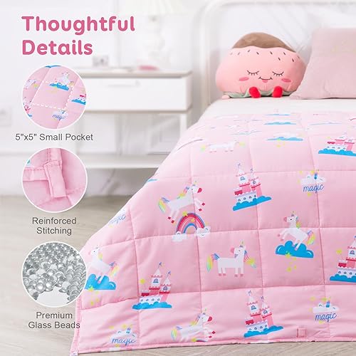 Miniatura 5 de Kivik Manta con peso de 3 libras, transpirable, pequeña y pesada, para dormir y relajarse, para cama, sofá, hogar, escuela, lavable a máquina